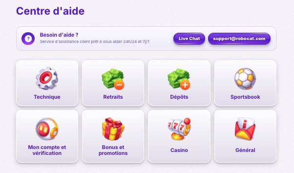 centre aide robocat